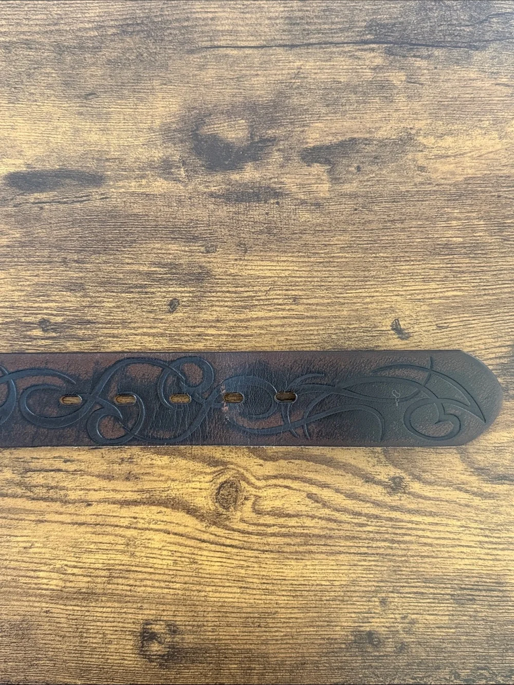Bed Stu River Leather Belt Brown Tooled Distressed Buckle Size 34